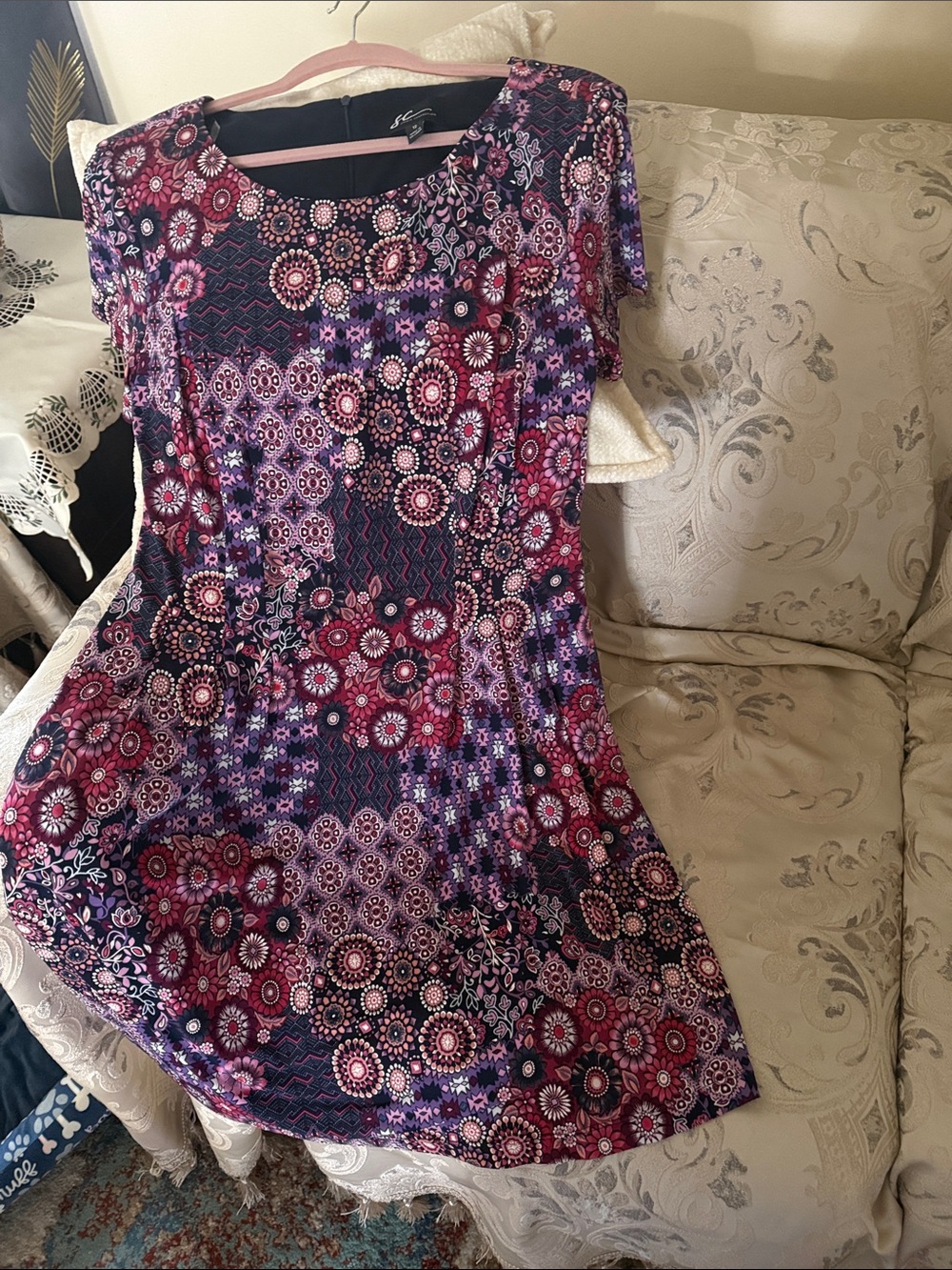 Floral Fit & Flare Mini Dress in Purple